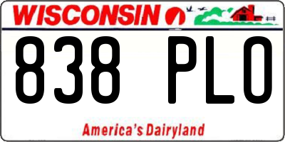 WI license plate 838PLO