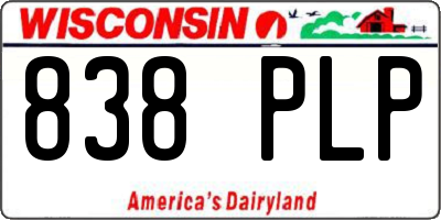 WI license plate 838PLP