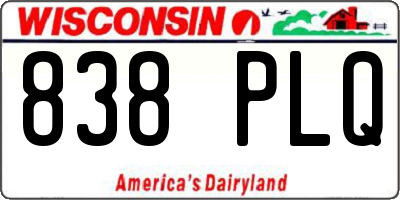 WI license plate 838PLQ