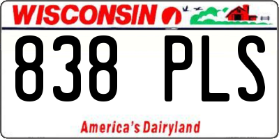 WI license plate 838PLS