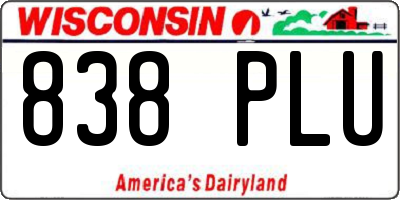 WI license plate 838PLU