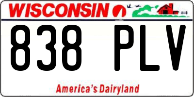 WI license plate 838PLV