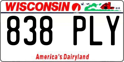 WI license plate 838PLY