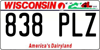 WI license plate 838PLZ