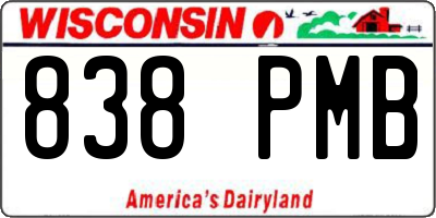 WI license plate 838PMB