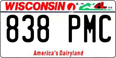 WI license plate 838PMC