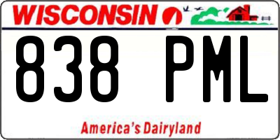WI license plate 838PML