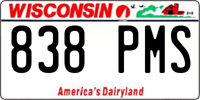 WI license plate 838PMS