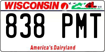 WI license plate 838PMT