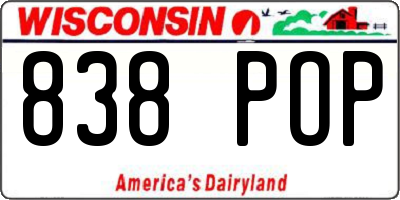 WI license plate 838POP