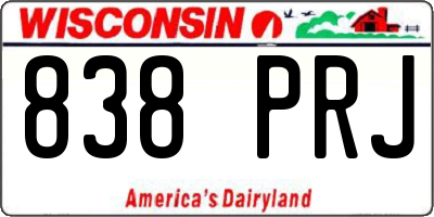 WI license plate 838PRJ