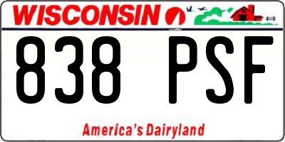 WI license plate 838PSF
