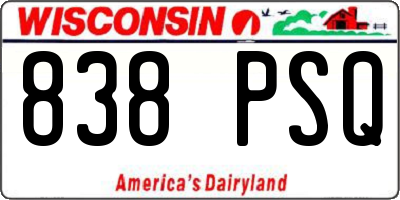 WI license plate 838PSQ