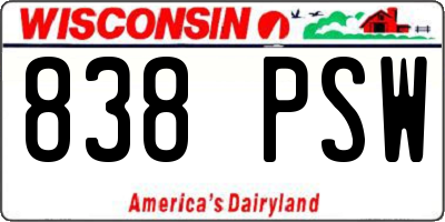 WI license plate 838PSW