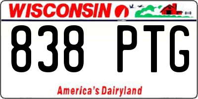 WI license plate 838PTG