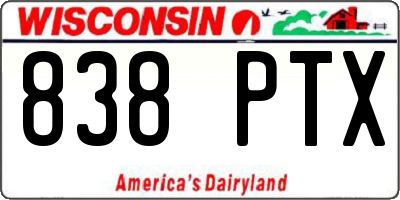 WI license plate 838PTX