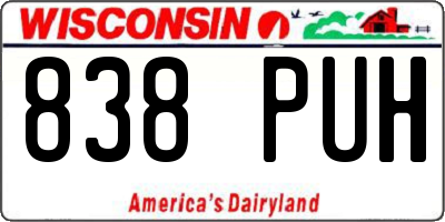 WI license plate 838PUH