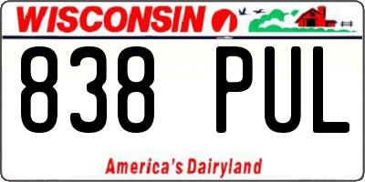 WI license plate 838PUL