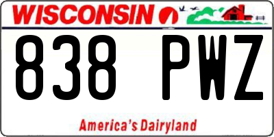 WI license plate 838PWZ