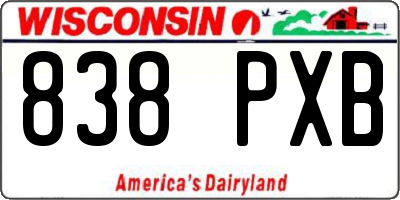 WI license plate 838PXB