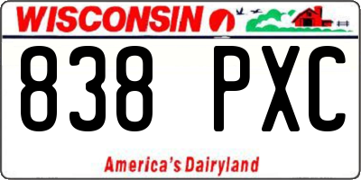WI license plate 838PXC