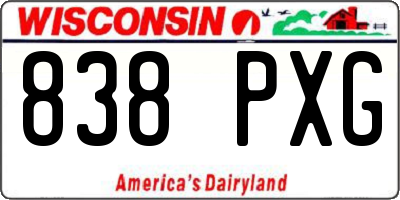 WI license plate 838PXG