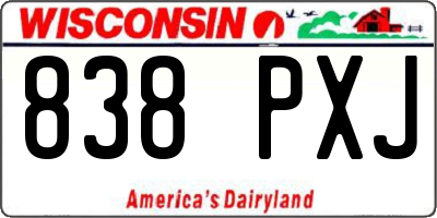 WI license plate 838PXJ