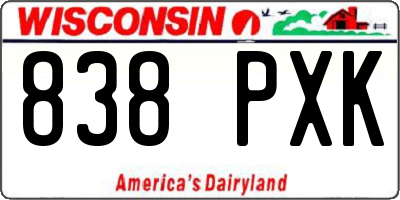WI license plate 838PXK