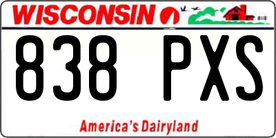 WI license plate 838PXS