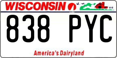 WI license plate 838PYC