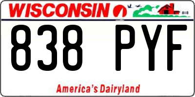 WI license plate 838PYF
