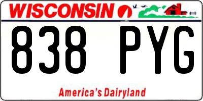 WI license plate 838PYG