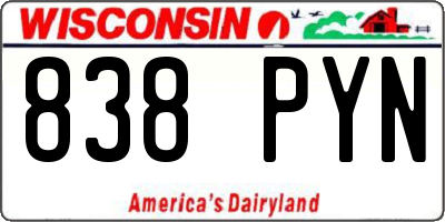 WI license plate 838PYN