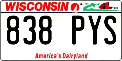 WI license plate 838PYS