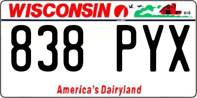 WI license plate 838PYX