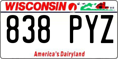 WI license plate 838PYZ