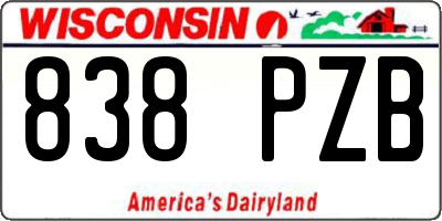 WI license plate 838PZB