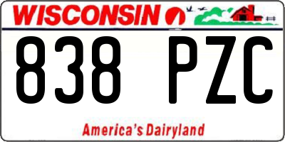 WI license plate 838PZC