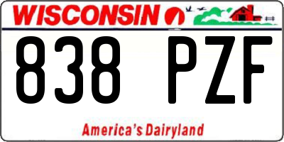 WI license plate 838PZF