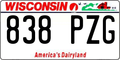 WI license plate 838PZG