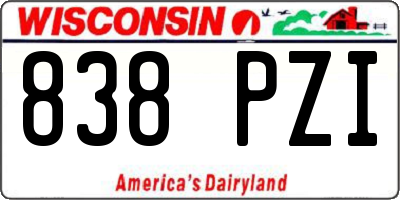 WI license plate 838PZI