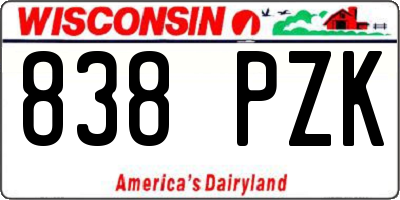 WI license plate 838PZK