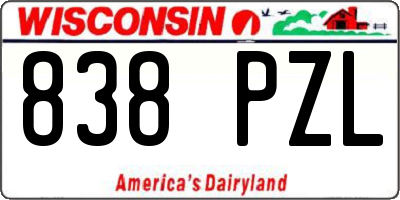 WI license plate 838PZL