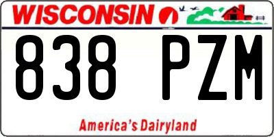 WI license plate 838PZM