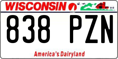 WI license plate 838PZN