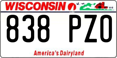 WI license plate 838PZO