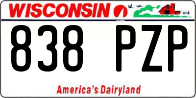 WI license plate 838PZP