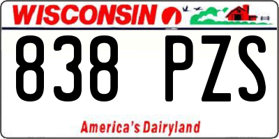 WI license plate 838PZS