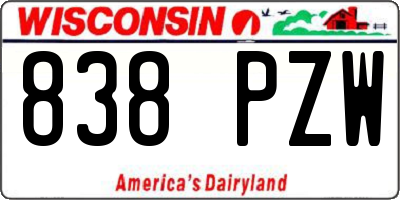 WI license plate 838PZW