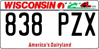 WI license plate 838PZX